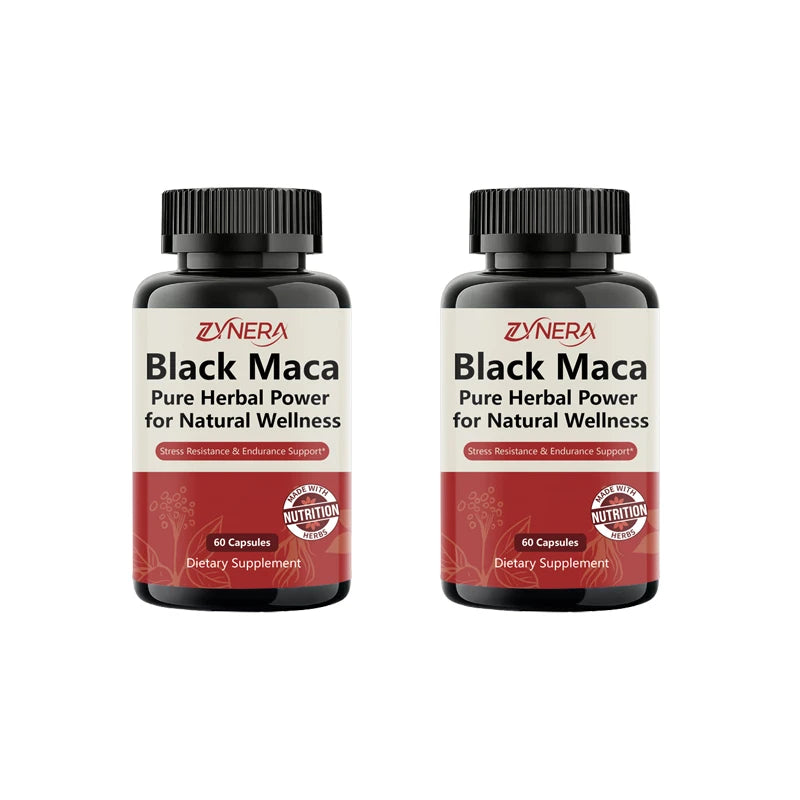 Black Maca Extract Capsules for Men Muscle Strength Immunity Vitality Health, Endurance, Focus Performance Supplement for Adults