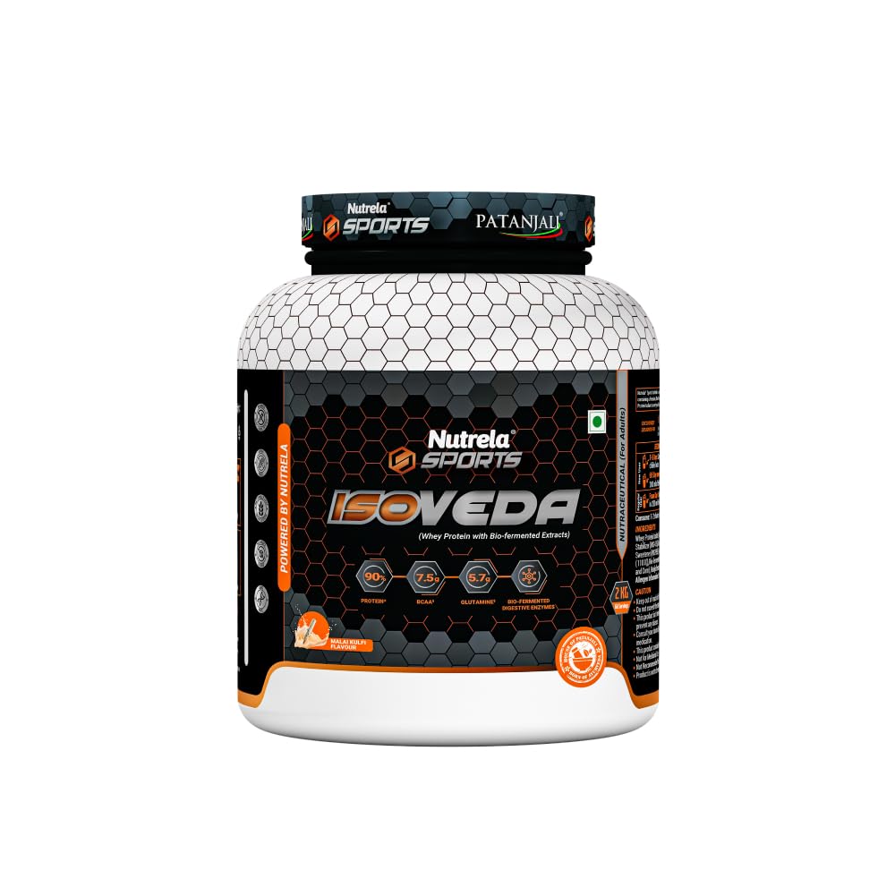 NUTRELA Premium Whey Isolate Protein 1kg Vanilla 90% Protein with BCAA & Enzymes