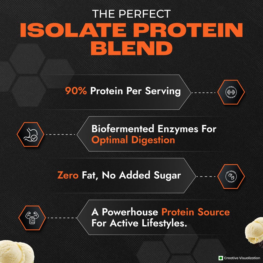 NUTRELA Premium Whey Isolate Protein 1kg Vanilla 90% Protein with BCAA & Enzymes
