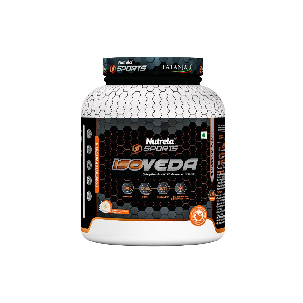 NUTRELA Premium Whey Isolate Protein 1kg Vanilla 90% Protein with BCAA & Enzymes