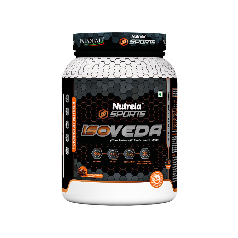 NUTRELA Premium Whey Isolate Protein 1kg Vanilla 90% Protein with BCAA & Enzymes