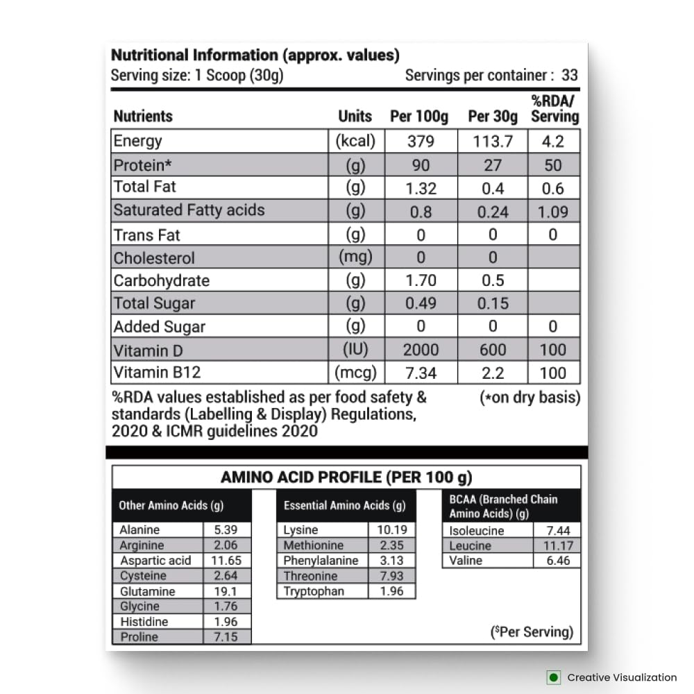 NUTRELA Premium Whey Isolate Protein 1kg Vanilla 90% Protein with BCAA & Enzymes