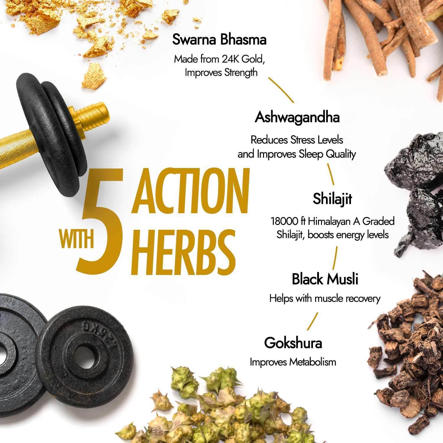 Kapiva Shilajit Gold Capsules 60ct | Boosts Stamina & Energy | Ayurvedic Formula