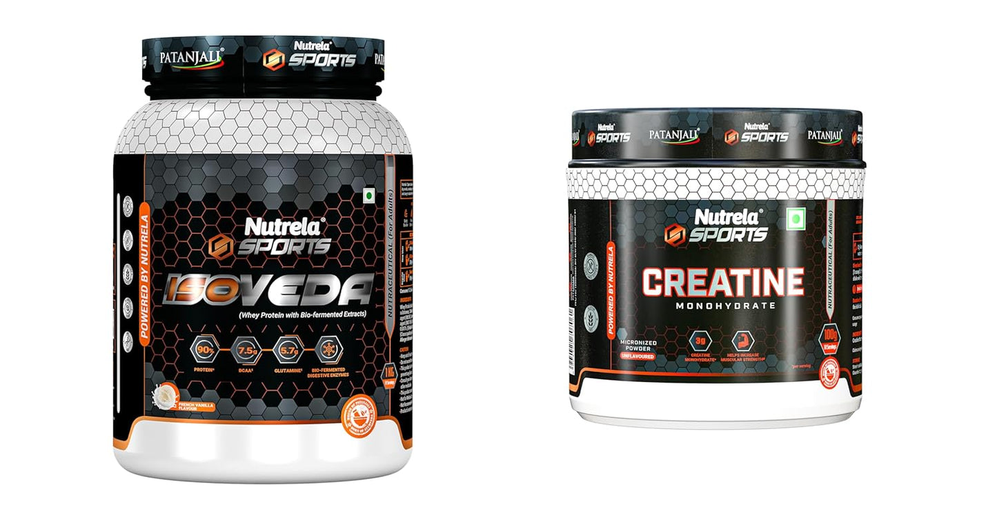 NUTRELA Premium Whey Isolate Protein 1kg Vanilla 90% Protein with BCAA & Enzymes