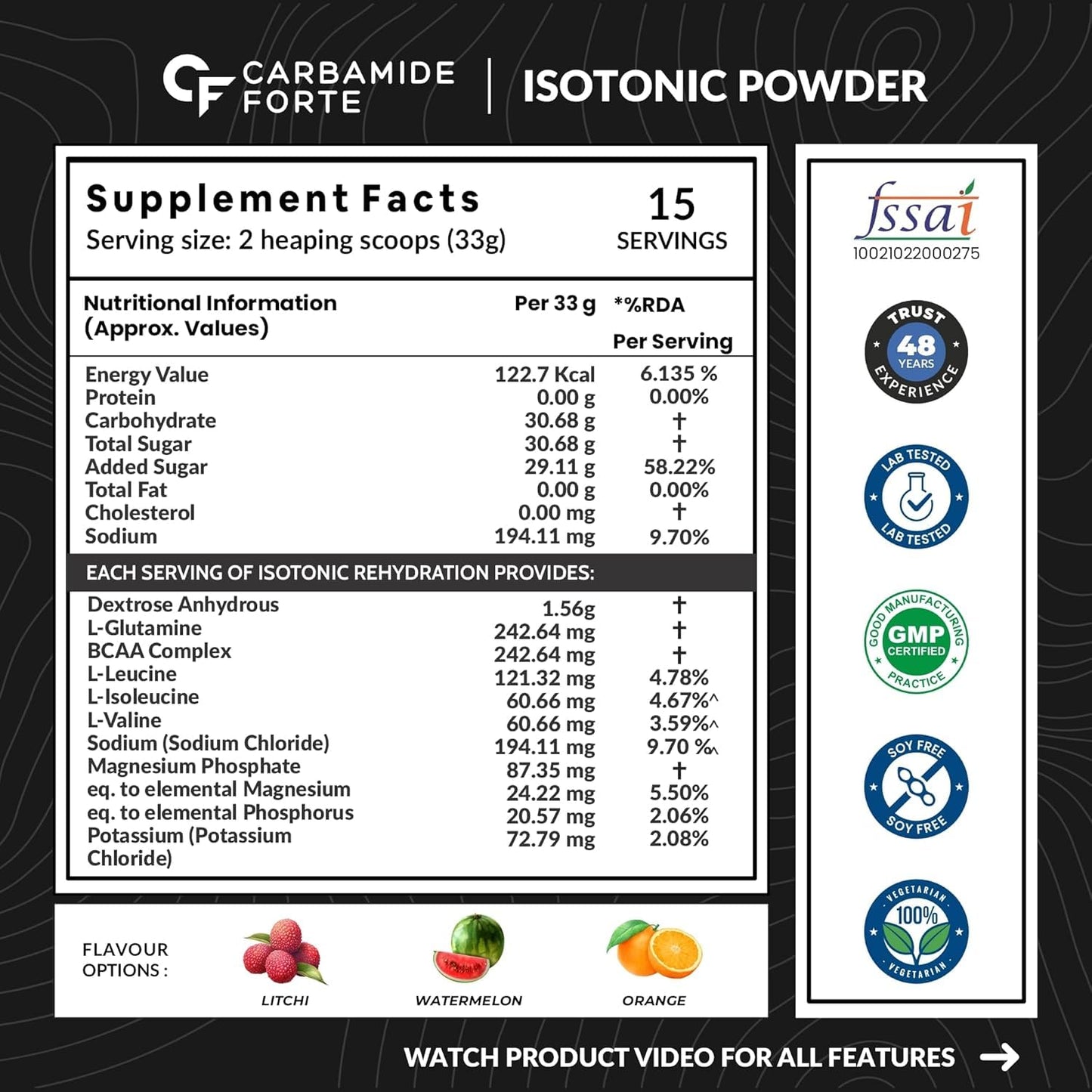 Carbamide Forte Watermelon Pre-Workout Powder 500g with BCAA & Electrolytes