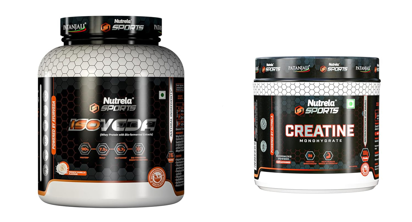 NUTRELA Premium Whey Isolate Protein 1kg Vanilla 90% Protein with BCAA & Enzymes