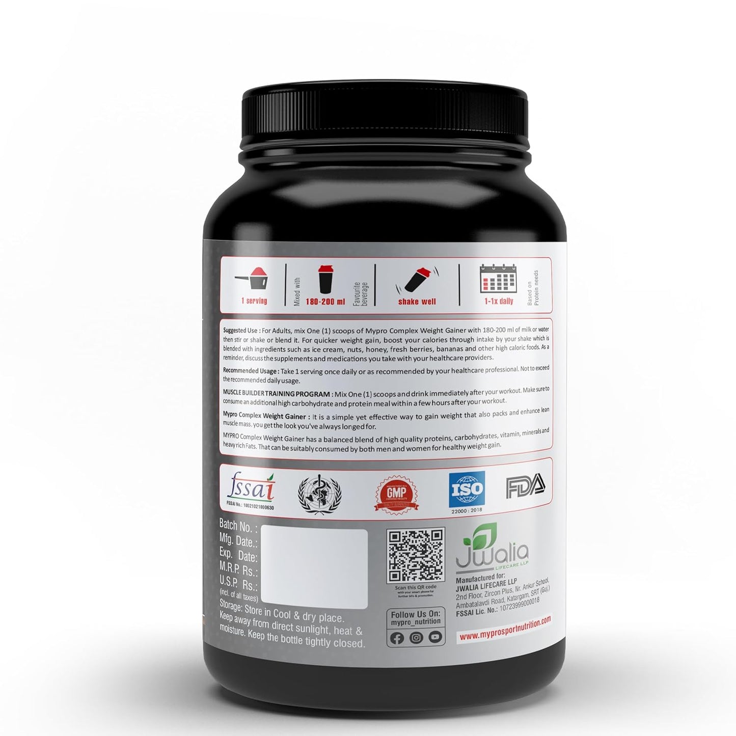 Mypro Vanilla Weight Gainer Protein Supplement 1kg