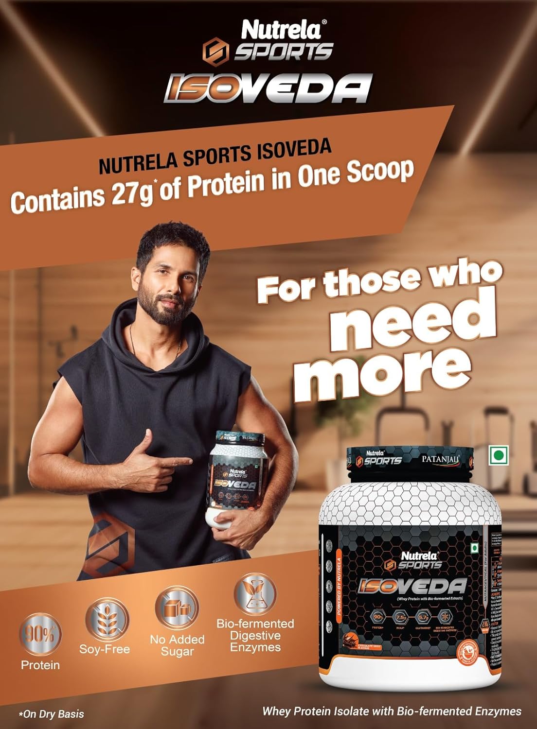 NUTRELA Premium Whey Isolate Protein 1kg Vanilla 90% Protein with BCAA & Enzymes