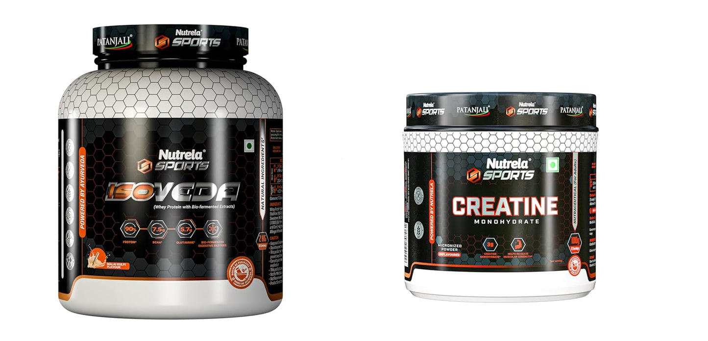 NUTRELA Premium Whey Isolate Protein 1kg Vanilla 90% Protein with BCAA & Enzymes