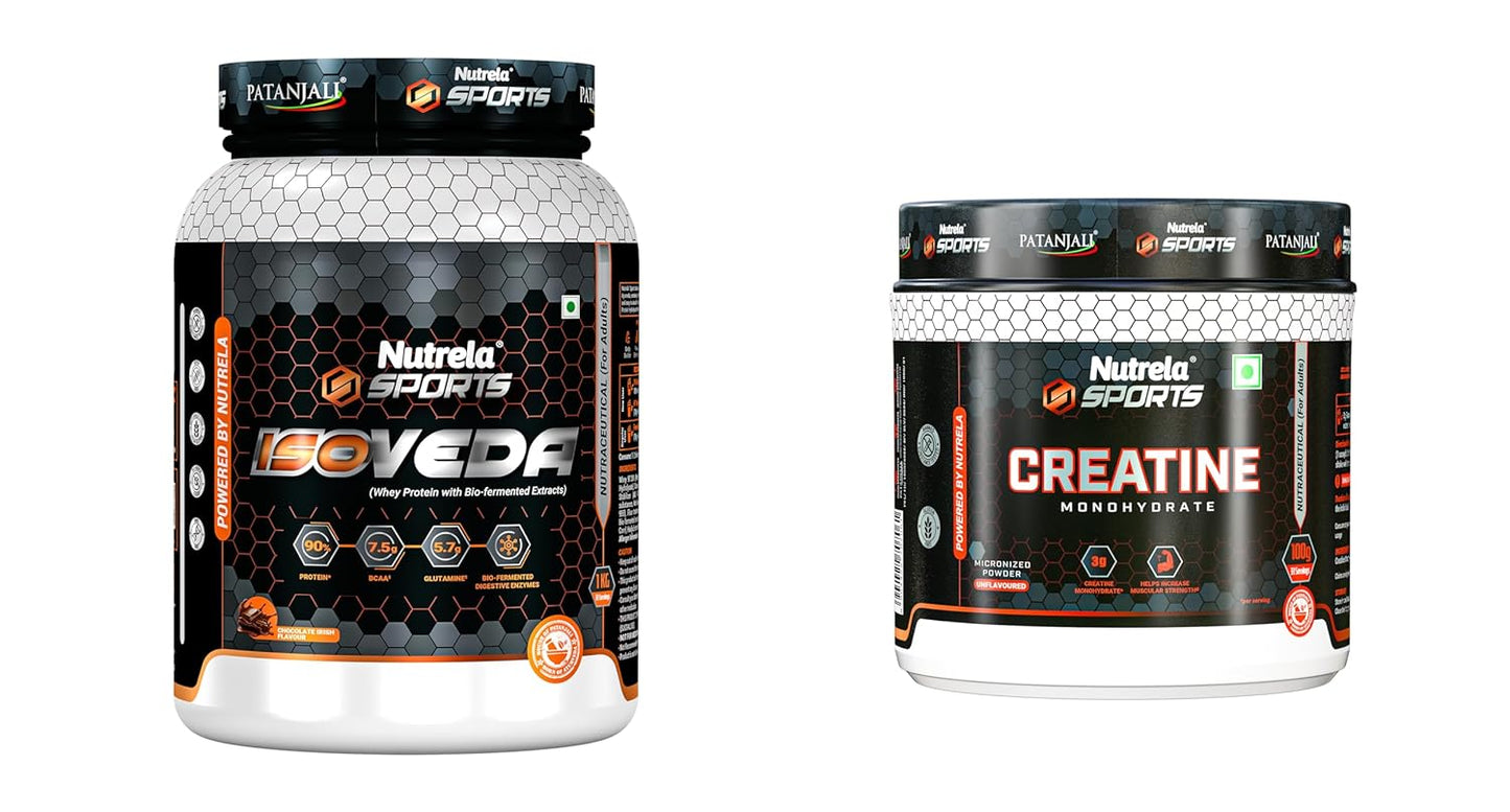 NUTRELA Premium Whey Isolate Protein 1kg Vanilla 90% Protein with BCAA & Enzymes