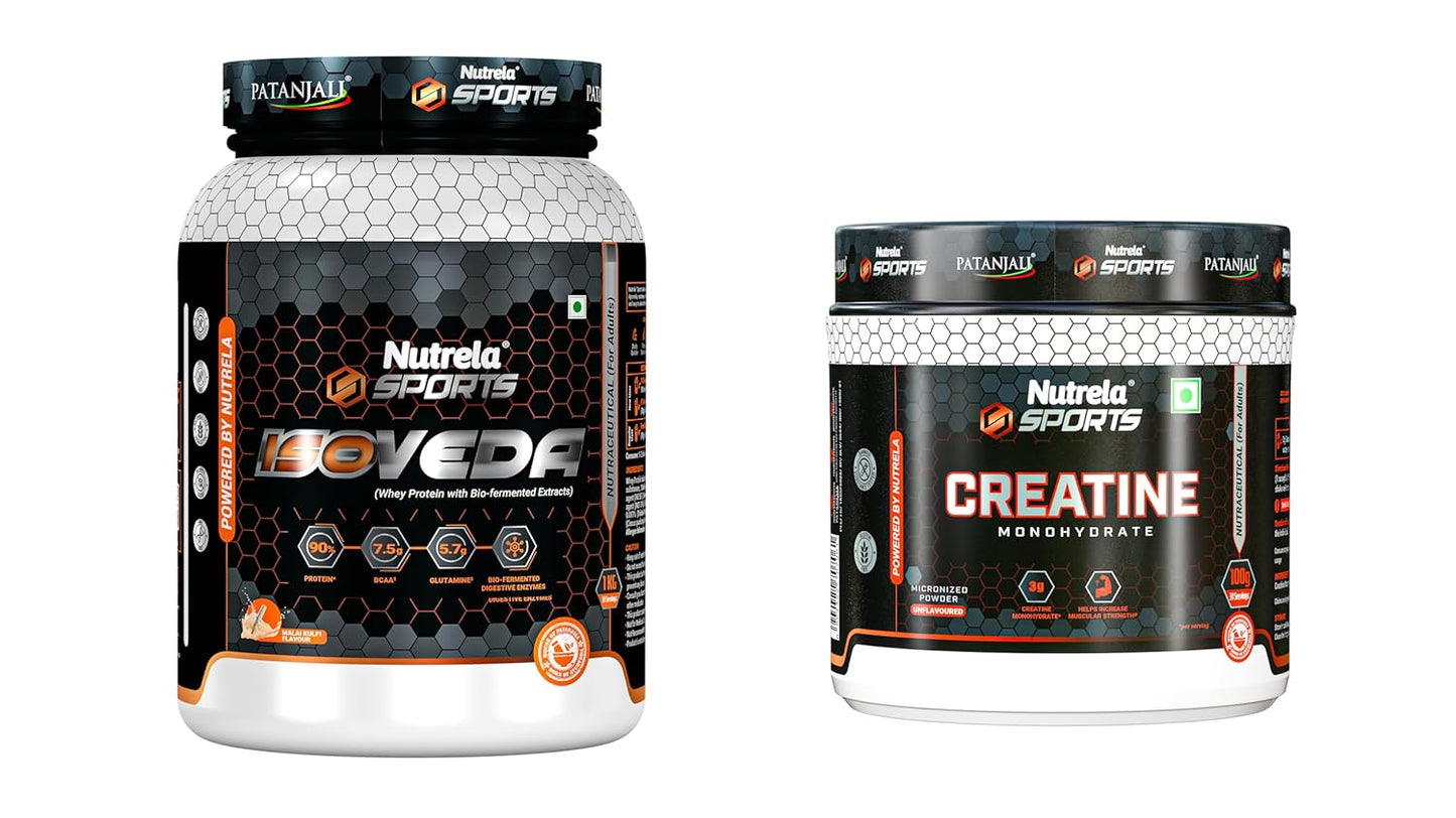 NUTRELA Premium Whey Isolate Protein 1kg Vanilla 90% Protein with BCAA & Enzymes