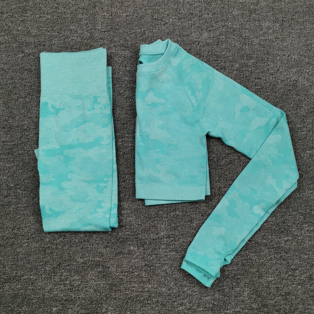 3PCS Camouflage Yoga Set for Women Seamless Fitness Yoga Bra Sports Bra High Waist GYM Camo leggings Pants Fitness Suits Workout