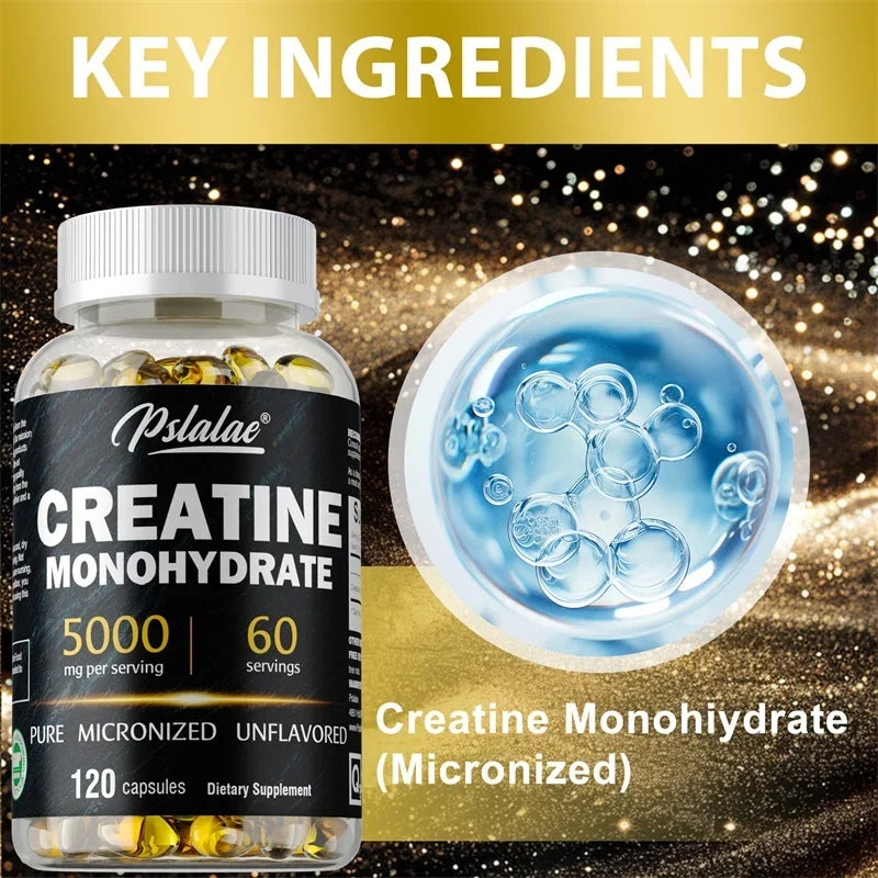 Creatine Monohydrate - Boost Muscle Strength, Promote Muscle Growth, Improve Athletic Performance, Vegetarian, Gluten-free