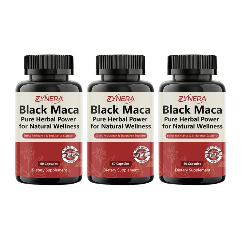Black Maca Extract Capsules for Men Muscle Strength Immunity Vitality Health, Endurance, Focus Performance Supplement for Adults