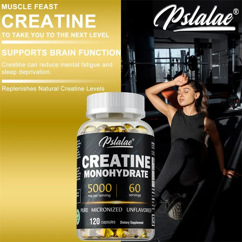 Creatine Monohydrate - Boost Muscle Strength, Promote Muscle Growth, Improve Athletic Performance, Vegetarian, Gluten-free