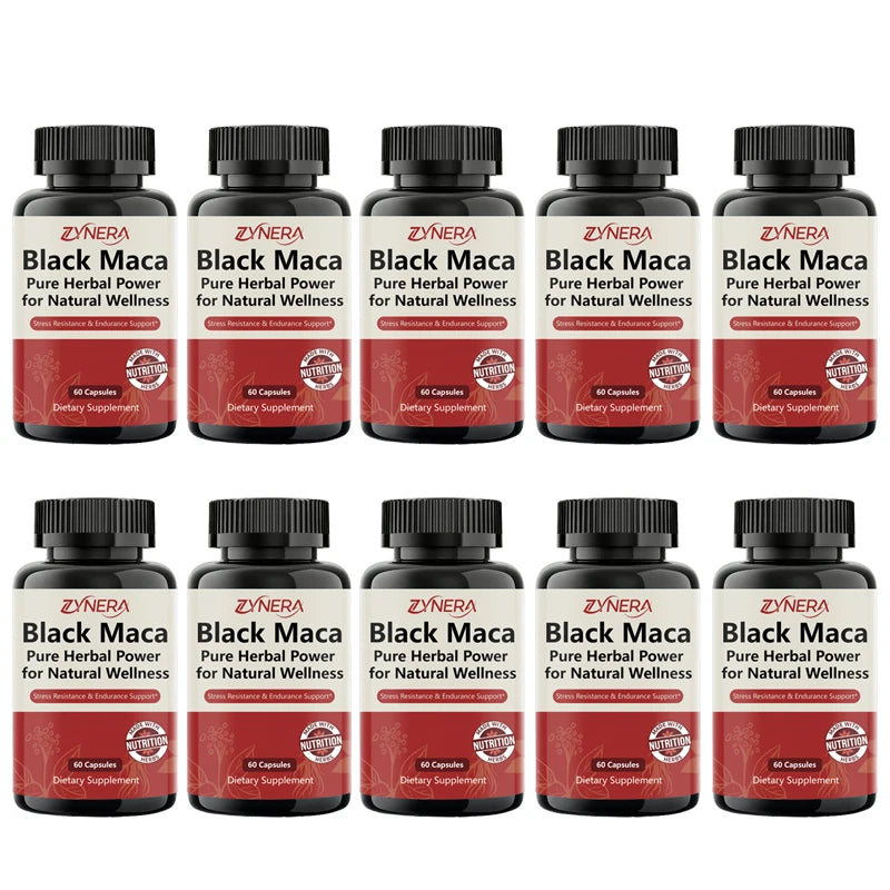 Black Maca Extract Capsules for Men Muscle Strength Immunity Vitality Health, Endurance, Focus Performance Supplement for Adults