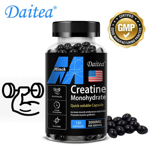 Creatine Monohydrate 3,000 Mg - Improves Energy and Endurance, Increases Muscle Mass, and Athletic Performance, 120 Capsules