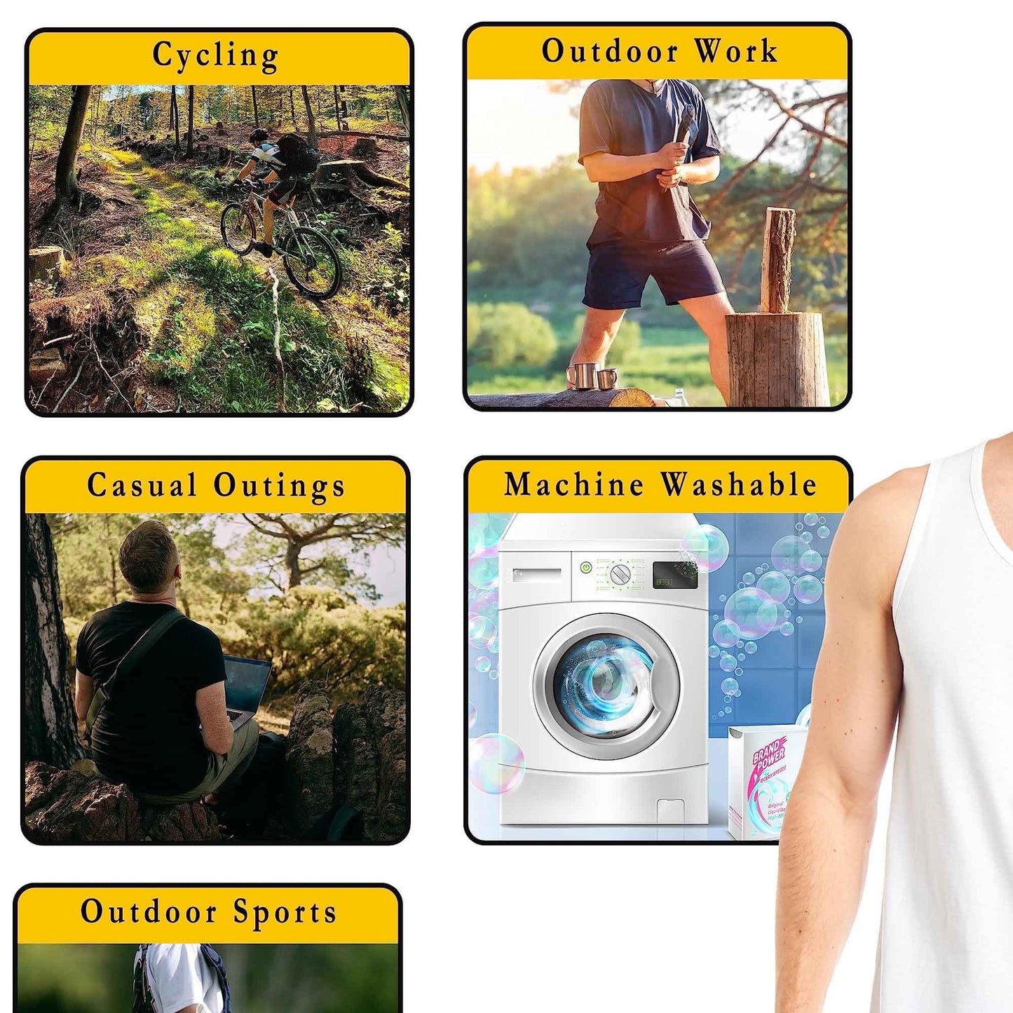 Pack of 6 Men's Cotton Blend Gym Muscle Vests Fitted Lightweight Comfortable Breathable Summer Wear Sizes S to XXL Available in Black Grey Navy White by Sock Stack